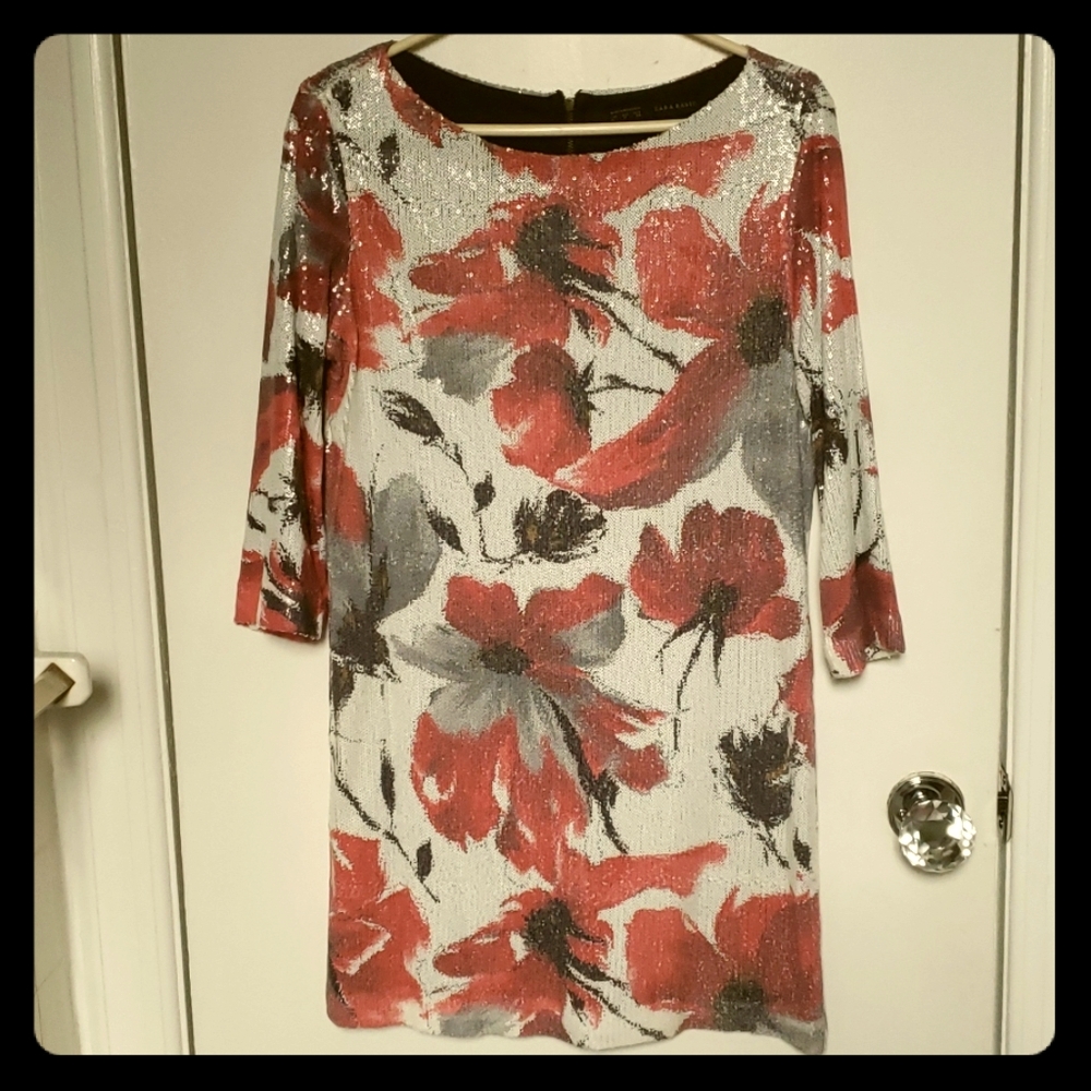 Zara flower sequins dress